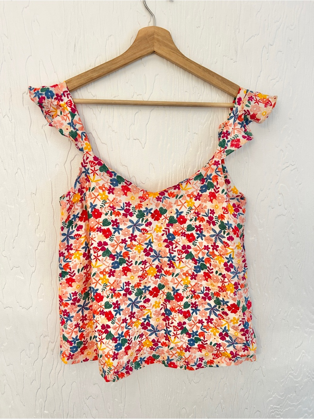 GRACE & MILA PARIS Floral‎ Tank Ruffle Strap Small Cottagecore Summer Garden